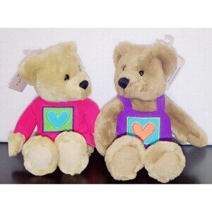 Hallmark Kissing Bears Pair Bean Bag Plush Valentine's Exclusive Media 10"